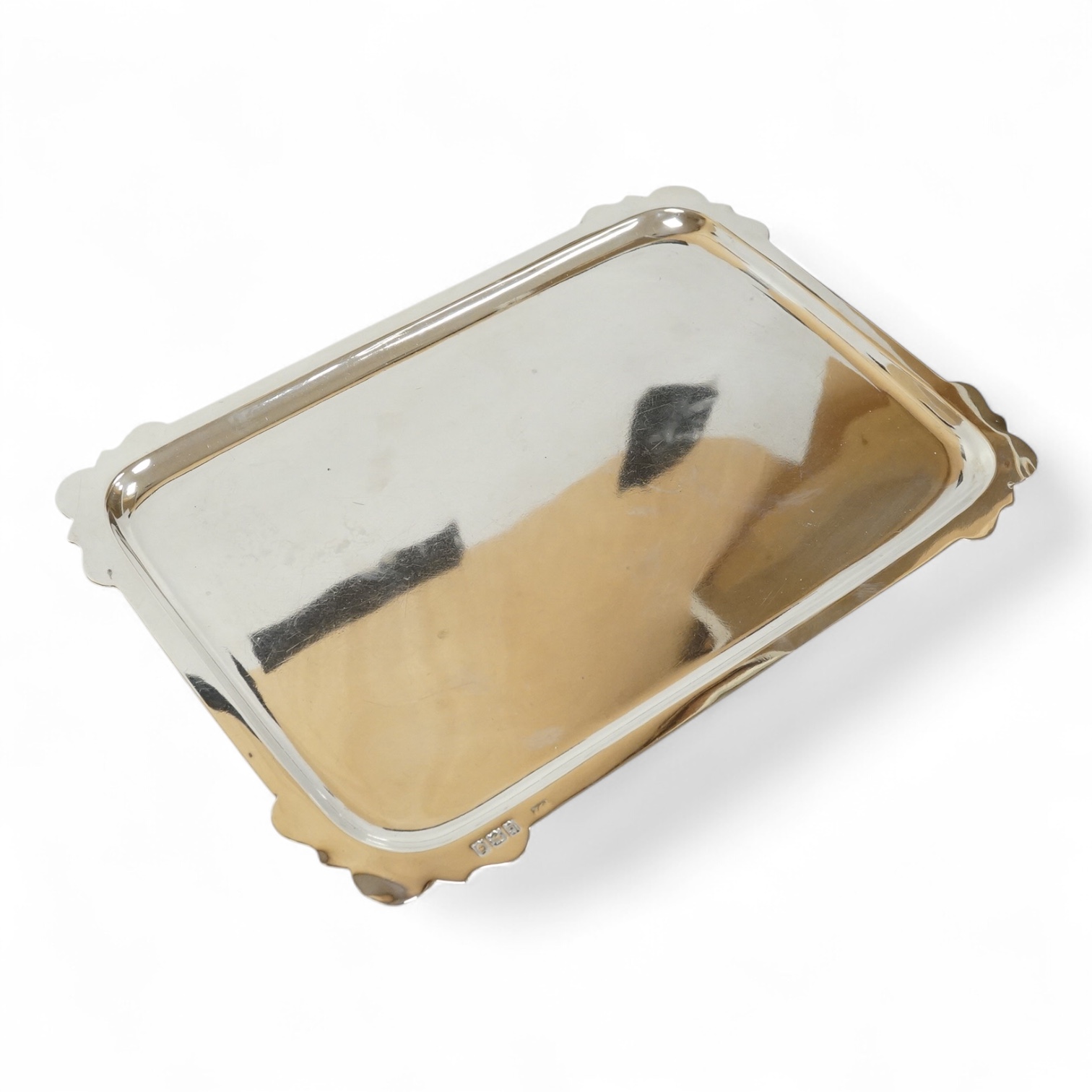 A George V plain silver rectangular dressing table tray, by Charles Alfred Alston, London, 1918, 28.1cm, 14.9oz.